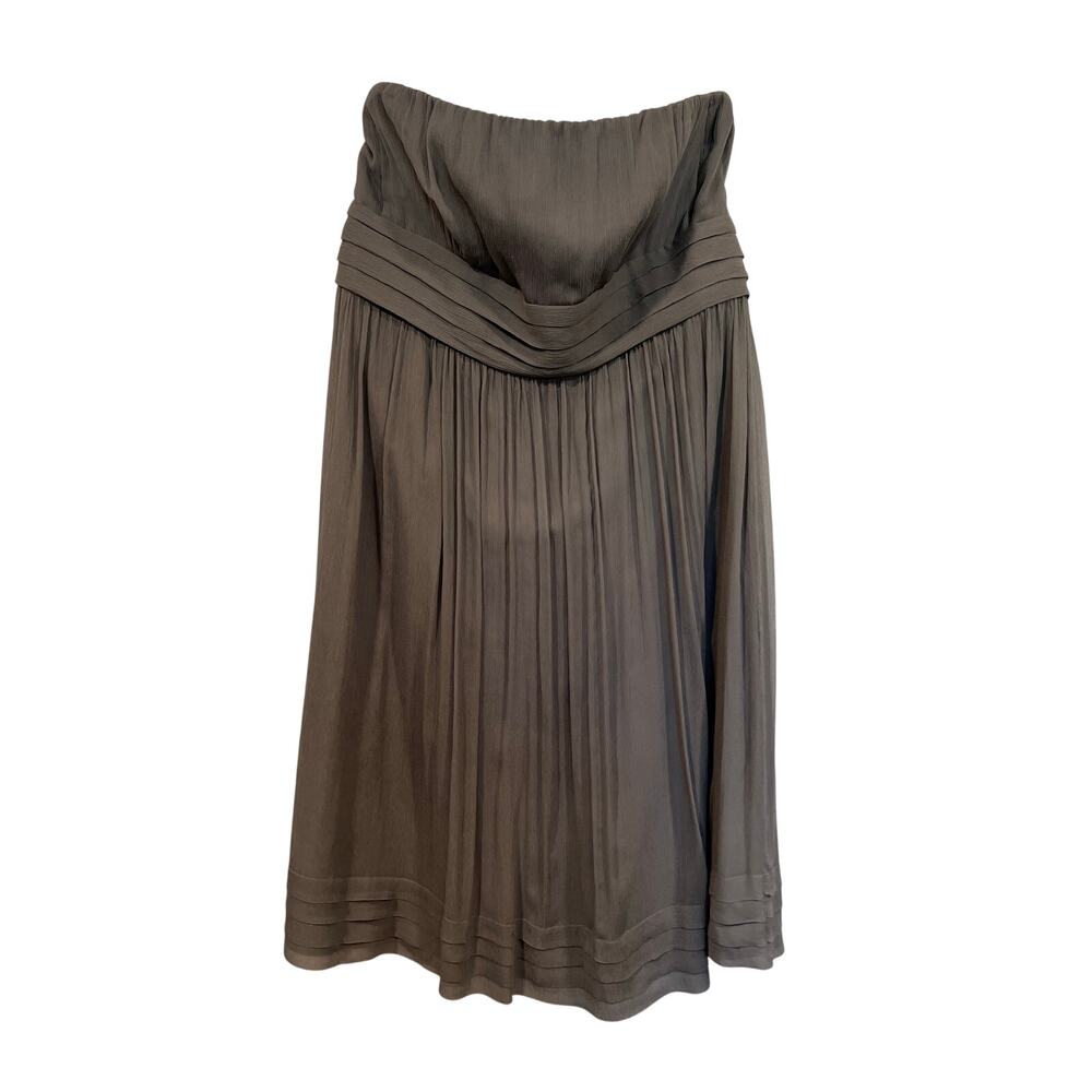 J. Crew Juliet Strapless Silk Chiffon Midi Dress Gray Small Bridesmaid Cocktail - Picture 2 of 8